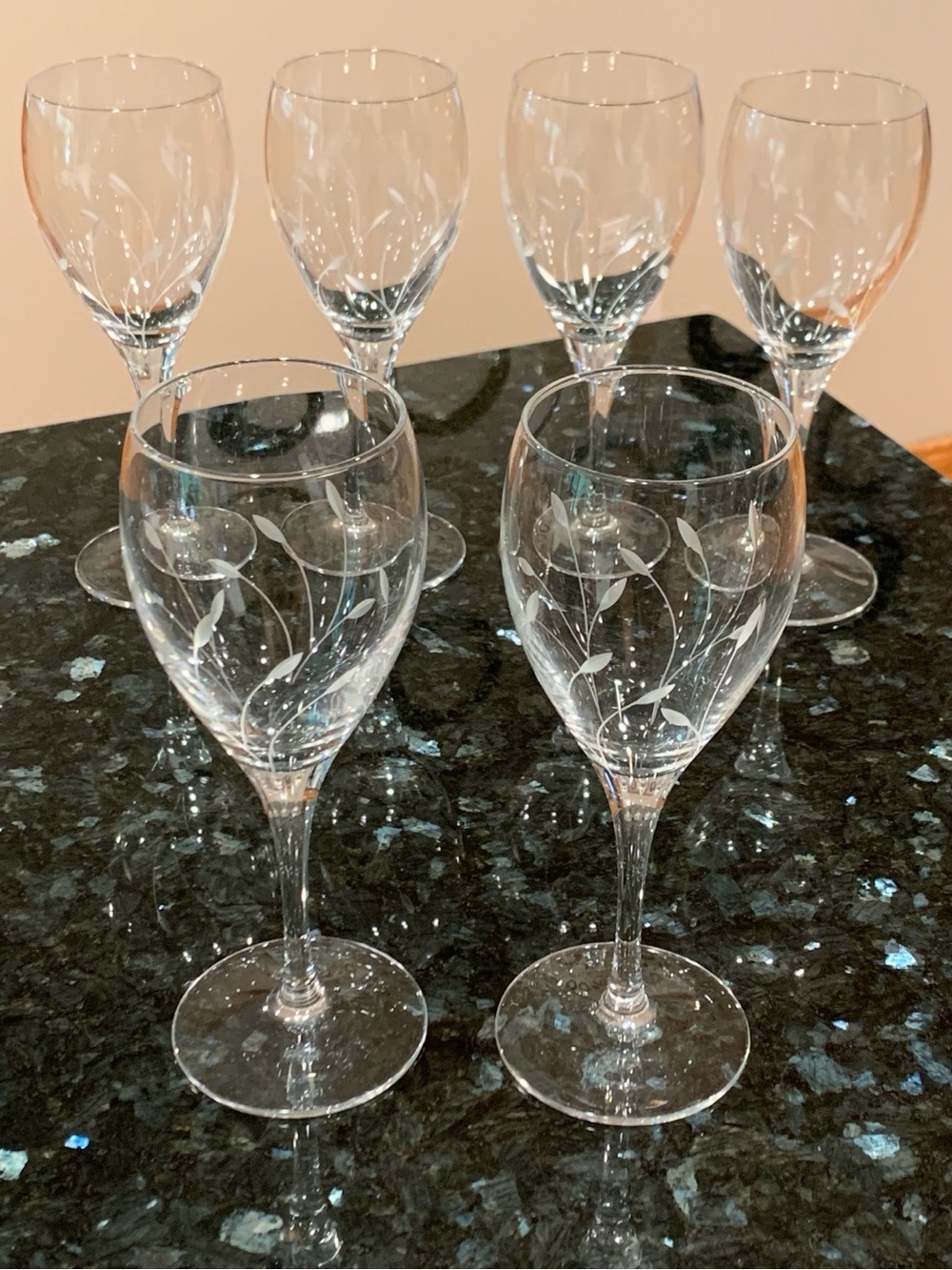 Rare Princess House Garden Mist Crystal White Wine Glasses Set of 6 #965